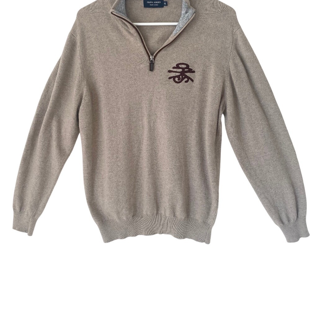 VTG Filippo Riberti Wool/Cashmere Sweater Made in Italy Beige Mens XL